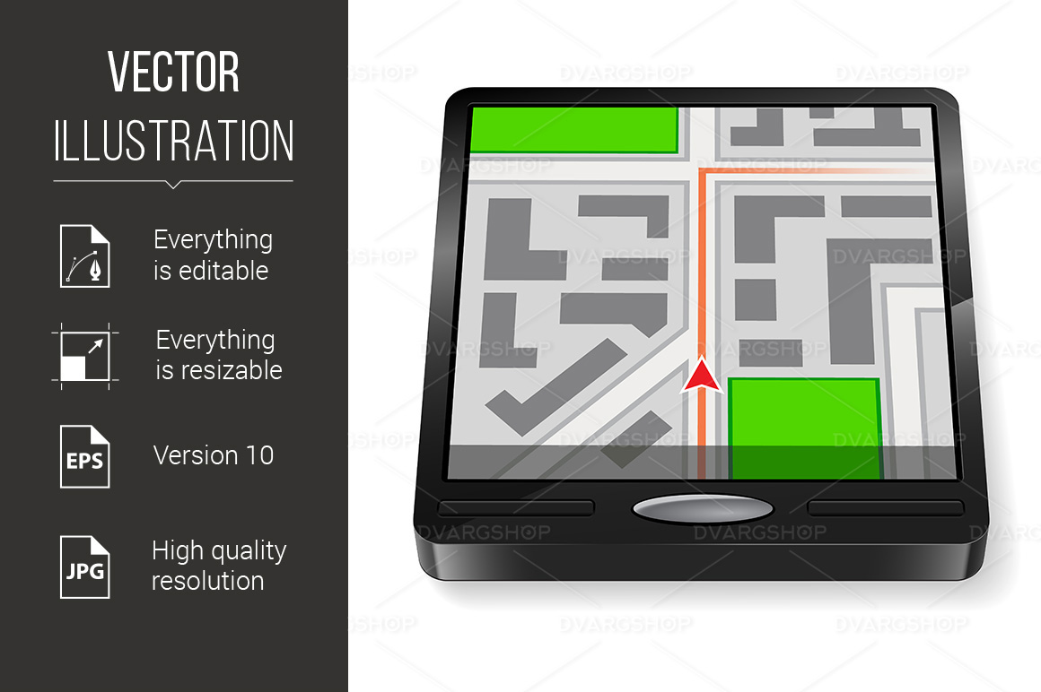 GPS Navigator Without Text Illustration on White Background for Design - Vector Image