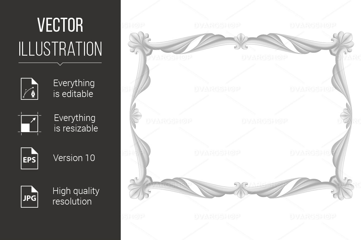 Gray Beautiful Frame Illustration on White Background - Vector Image