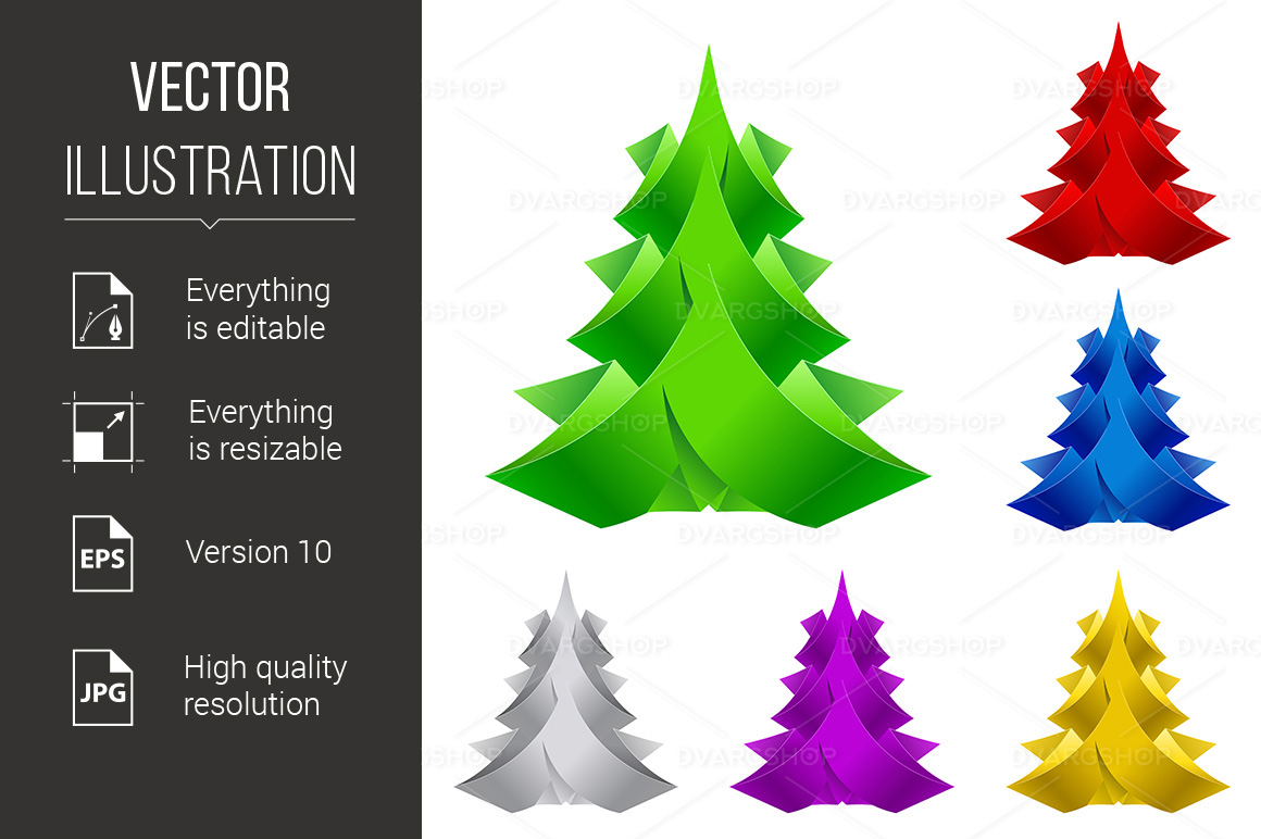 Abstract Paper Christmas Tree - Vector Image