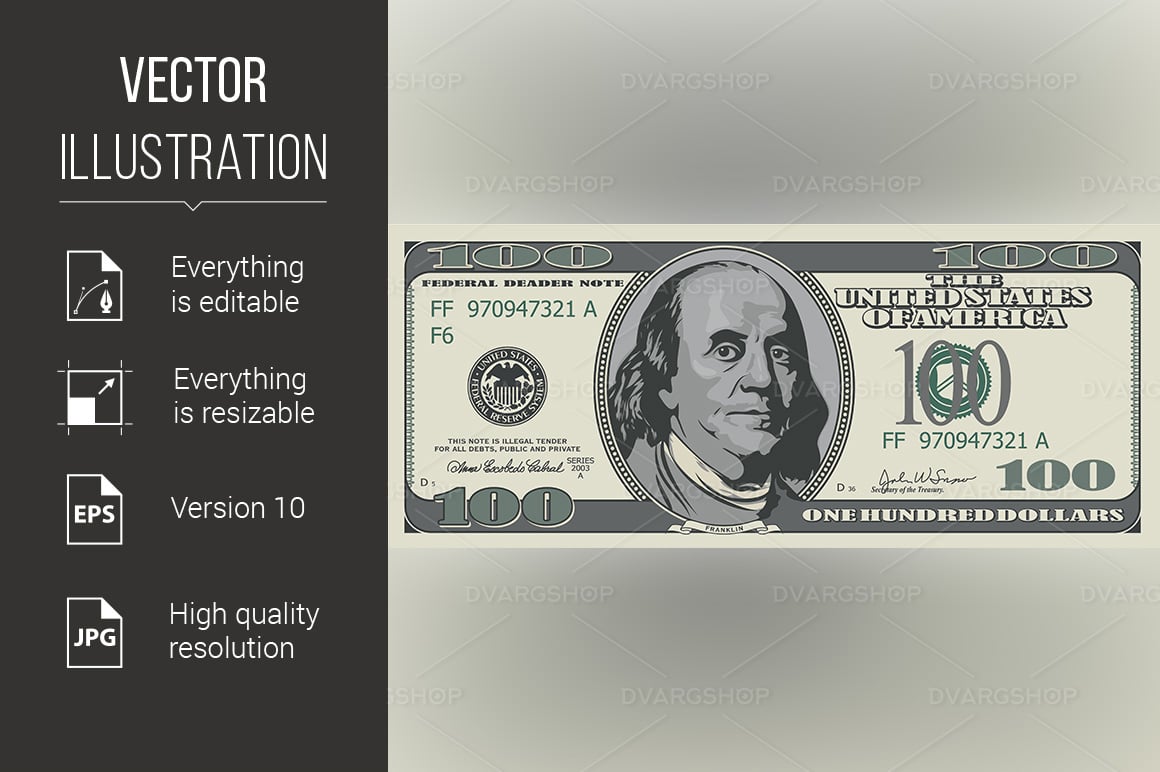 One Hundred Dollars - Vector Image