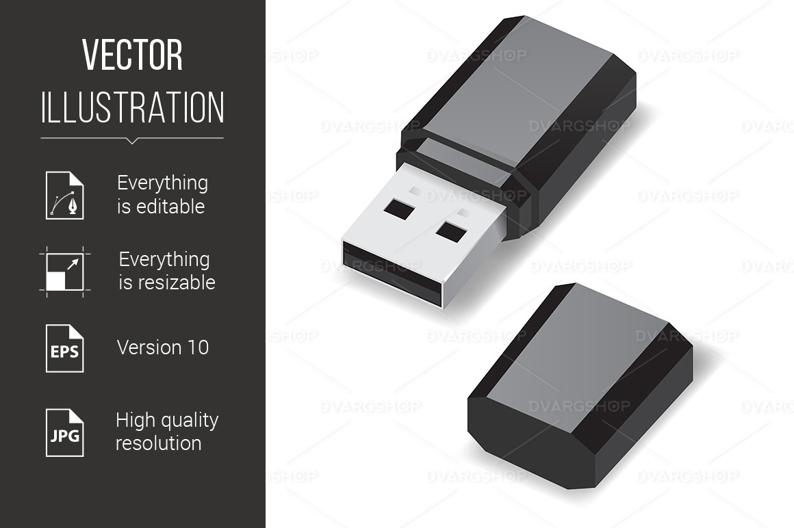 USB Flash Drive - Vector Image