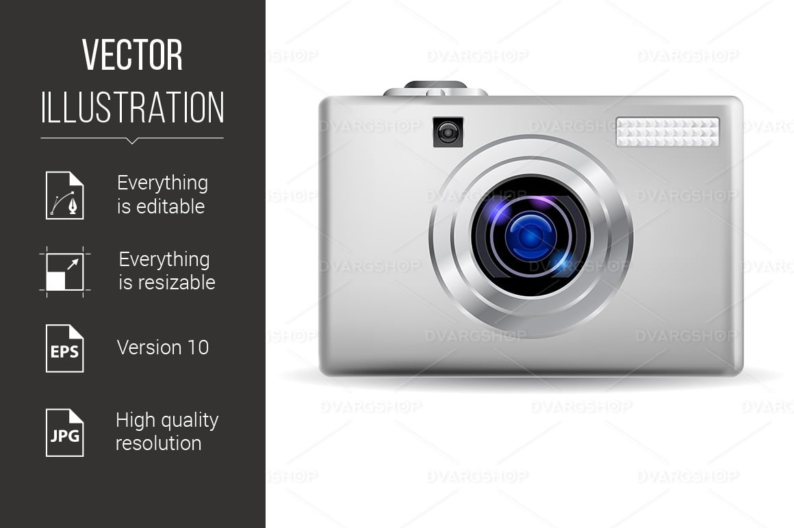 Realistic Digital Camera - Vector Image