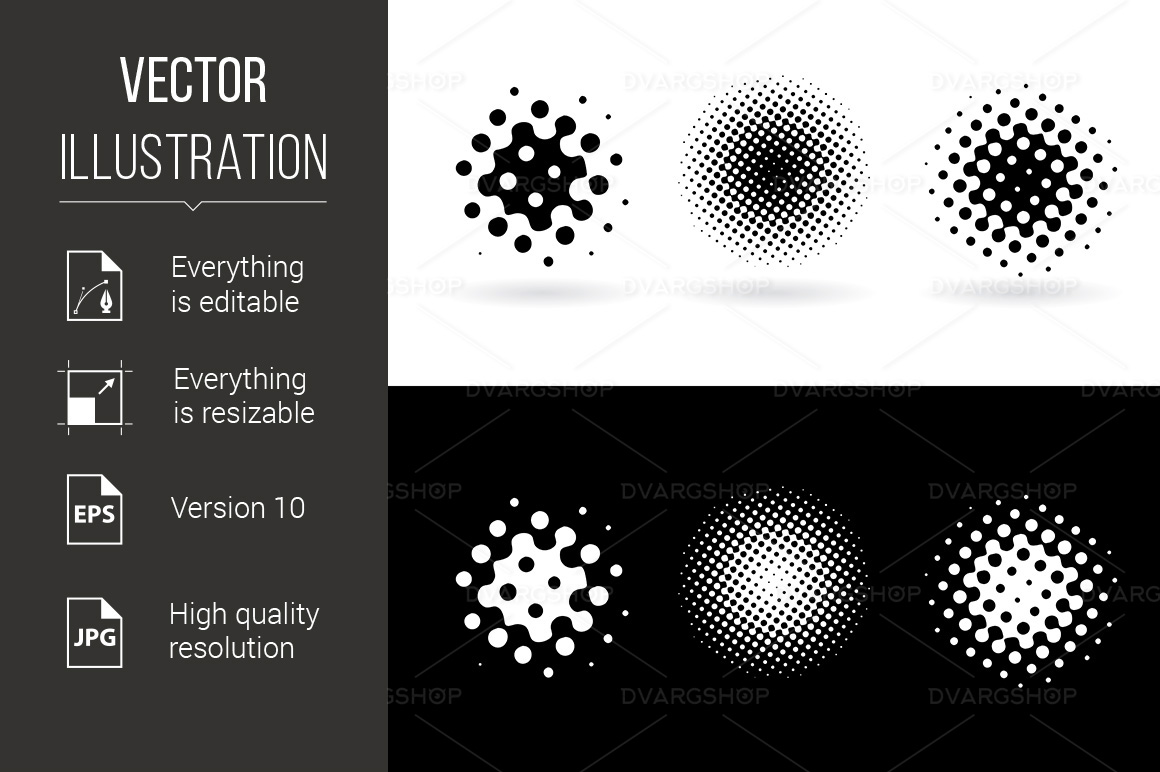 Black and White Round Spots - Vector Image