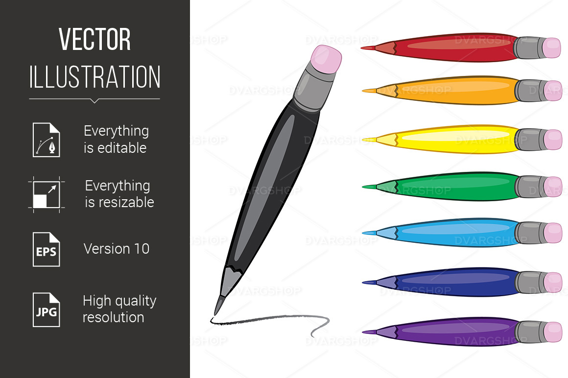 Colorfull Pens - Vector Image