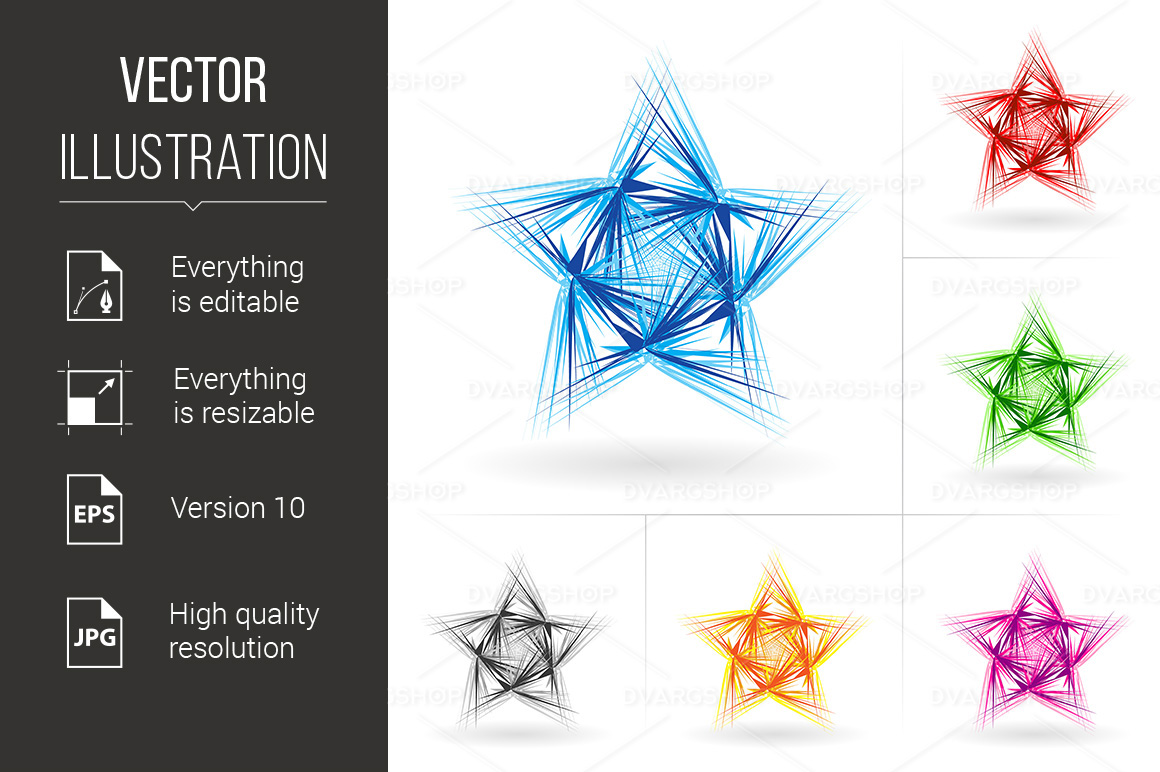 Set of Different Stars Icons - Vector Image