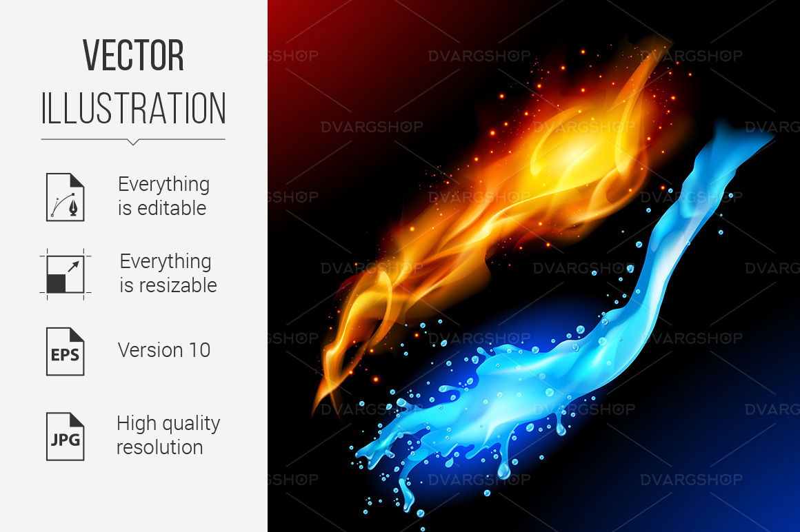 Fire and Water - Vector Image