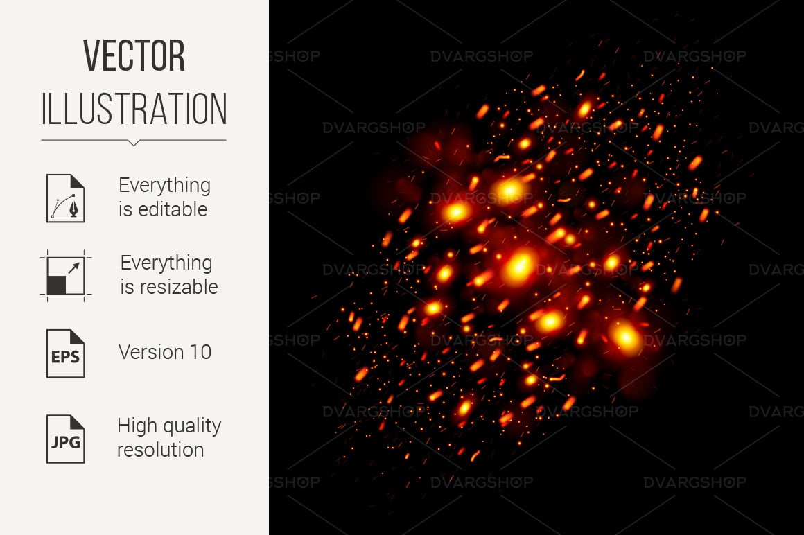 Fiery Sparks - Vector Image