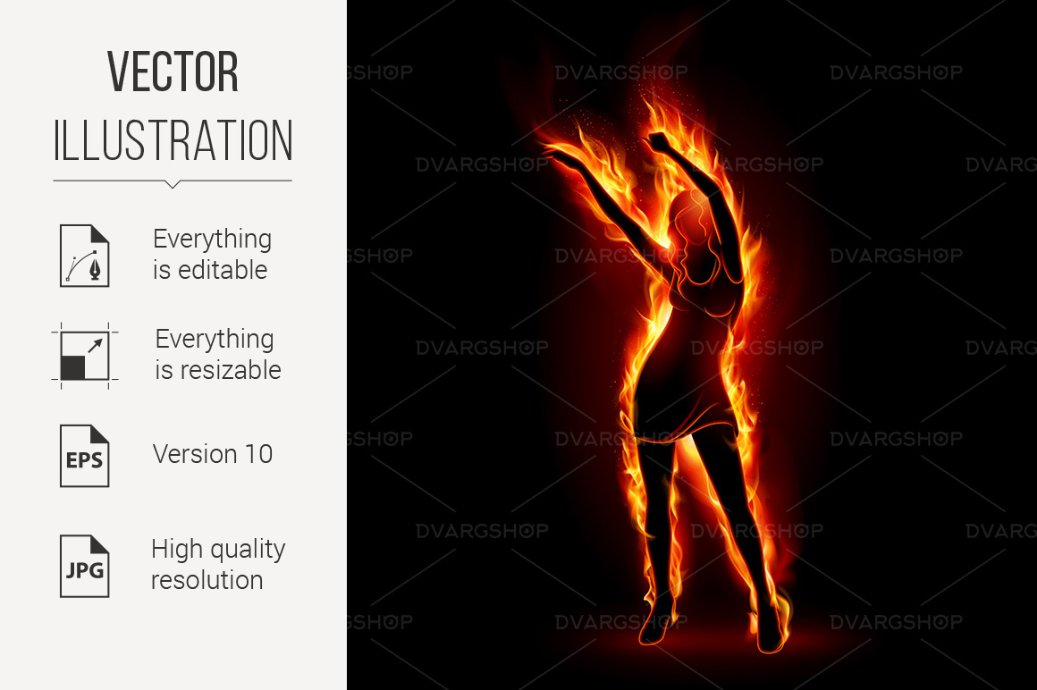 Fiery Girl - Vector Image