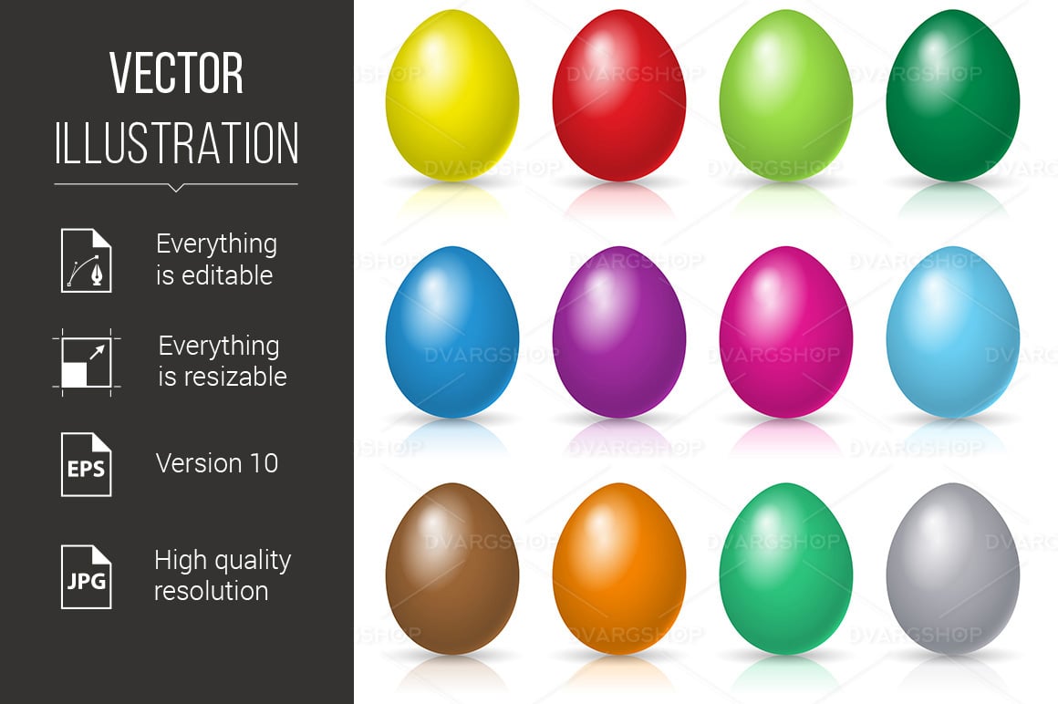 Easter Eggs Set - Vector Image