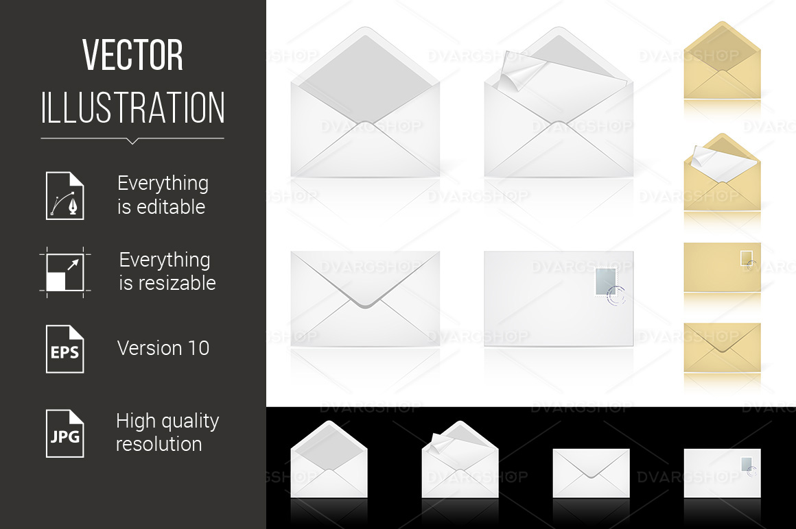 Set of Different Icons for E-mail - Vector Image