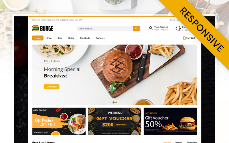 Burge - Fast Food Store Elementor WooCommerce Responsive Theme