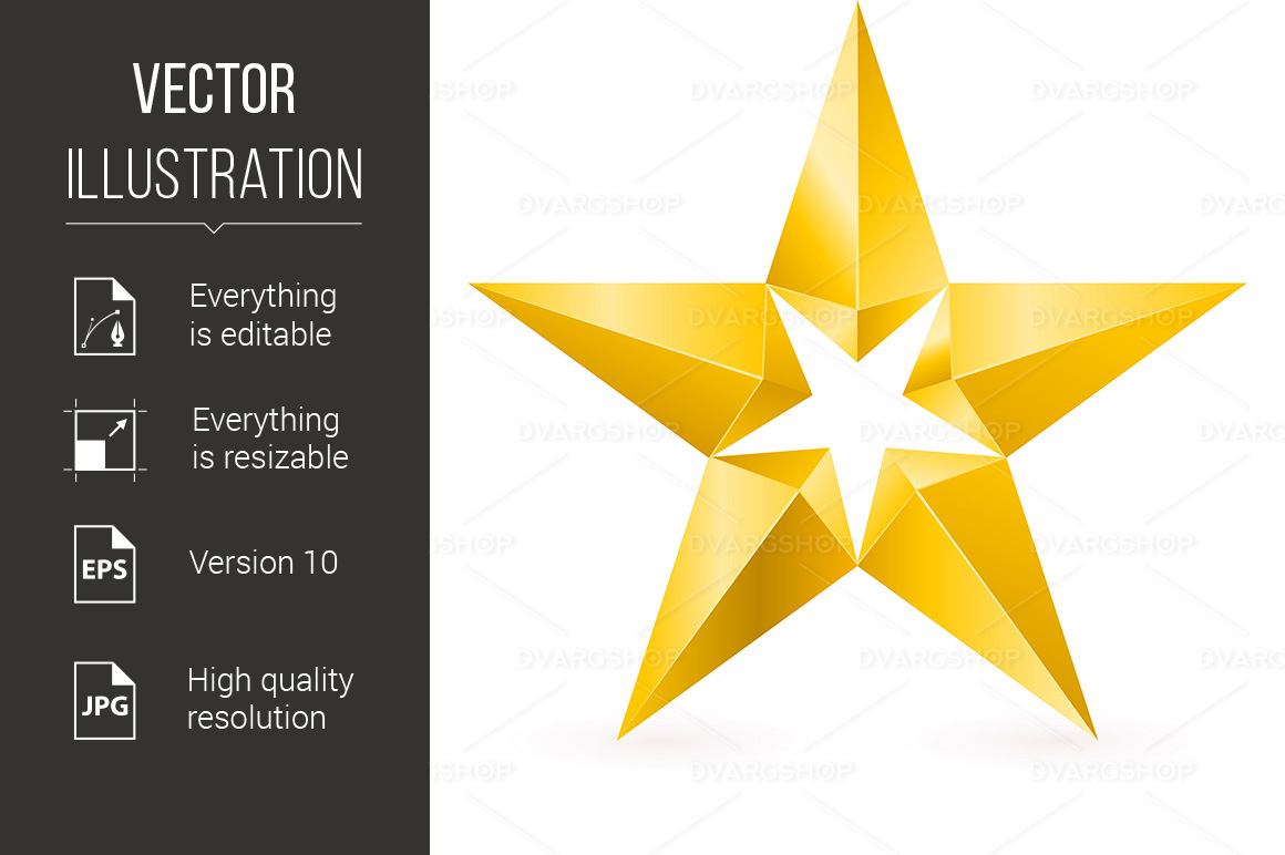 Shiny Gold Star - Vector Image