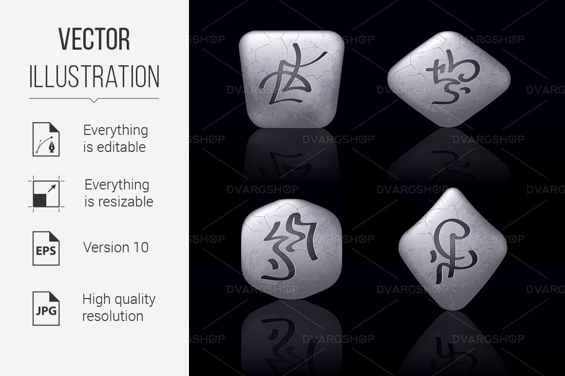 Runic Stones with Magical Spells - Vector Image