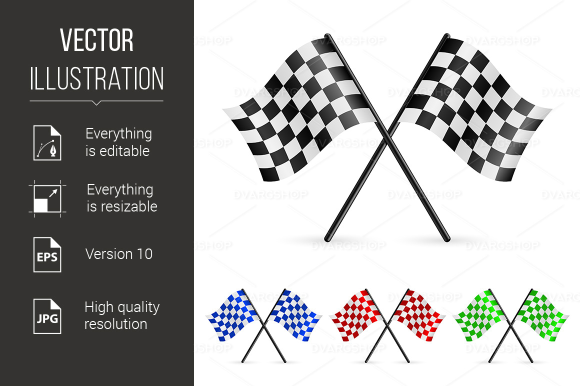 Checkered Flags - Vector Image