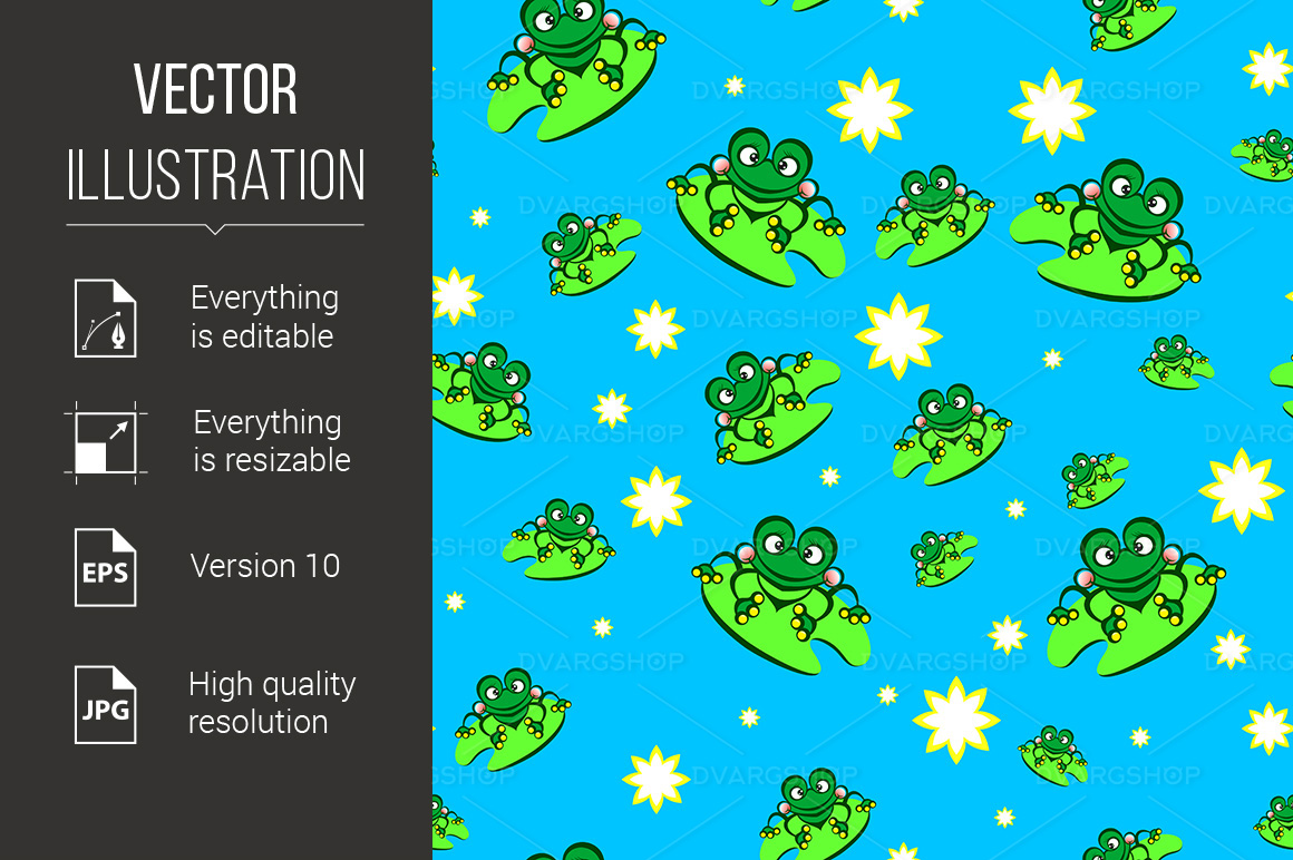 Seamless Texture of Cartoon Frog - Vector Image