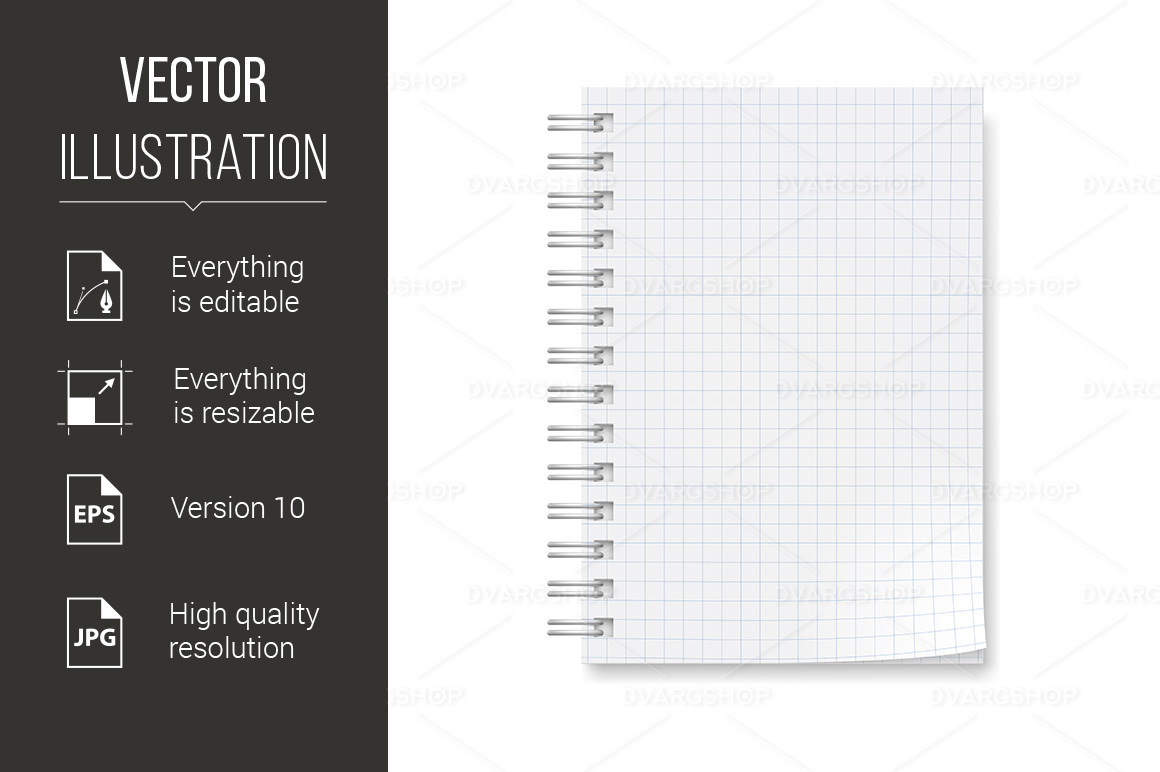 Notebook With Sheets - Vector Image