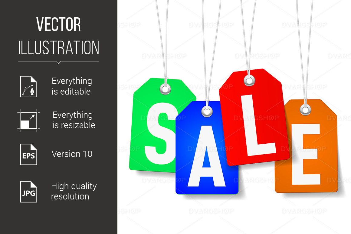 Price Tags with Sale Word - Vector Image