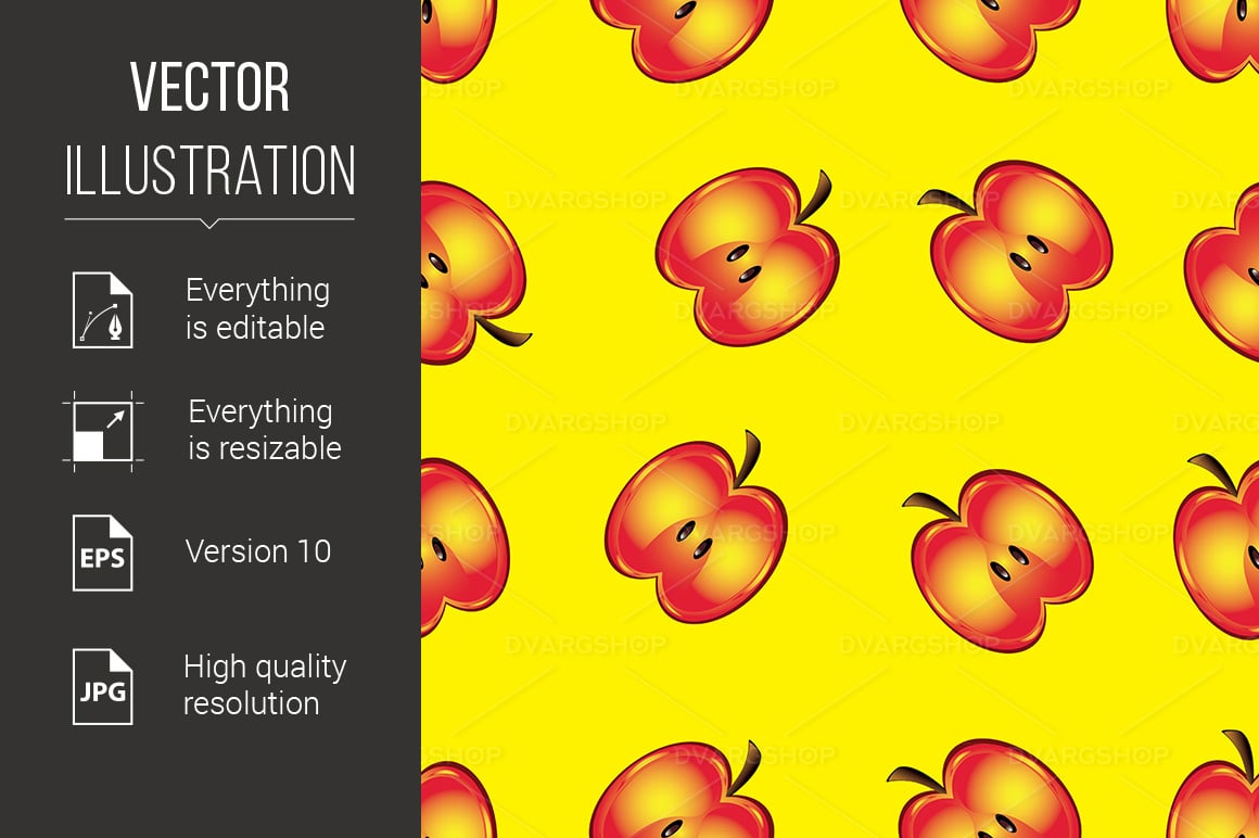 Seamless Texture of Red Apples - Vector Image