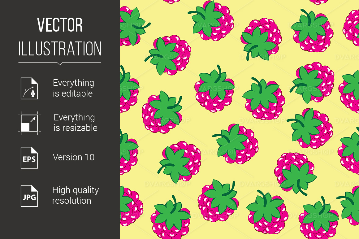 Seamless Texture of Raspberry - Vector Image