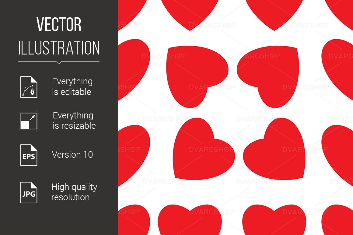 Seamless Texture of Red Hearts - Vector Image