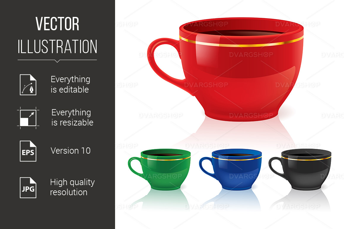 Coffee or Tea Cups - Vector Image