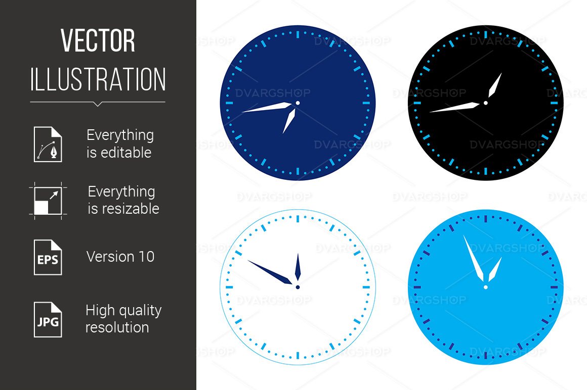 Different Colors Clock Set - Vector Image