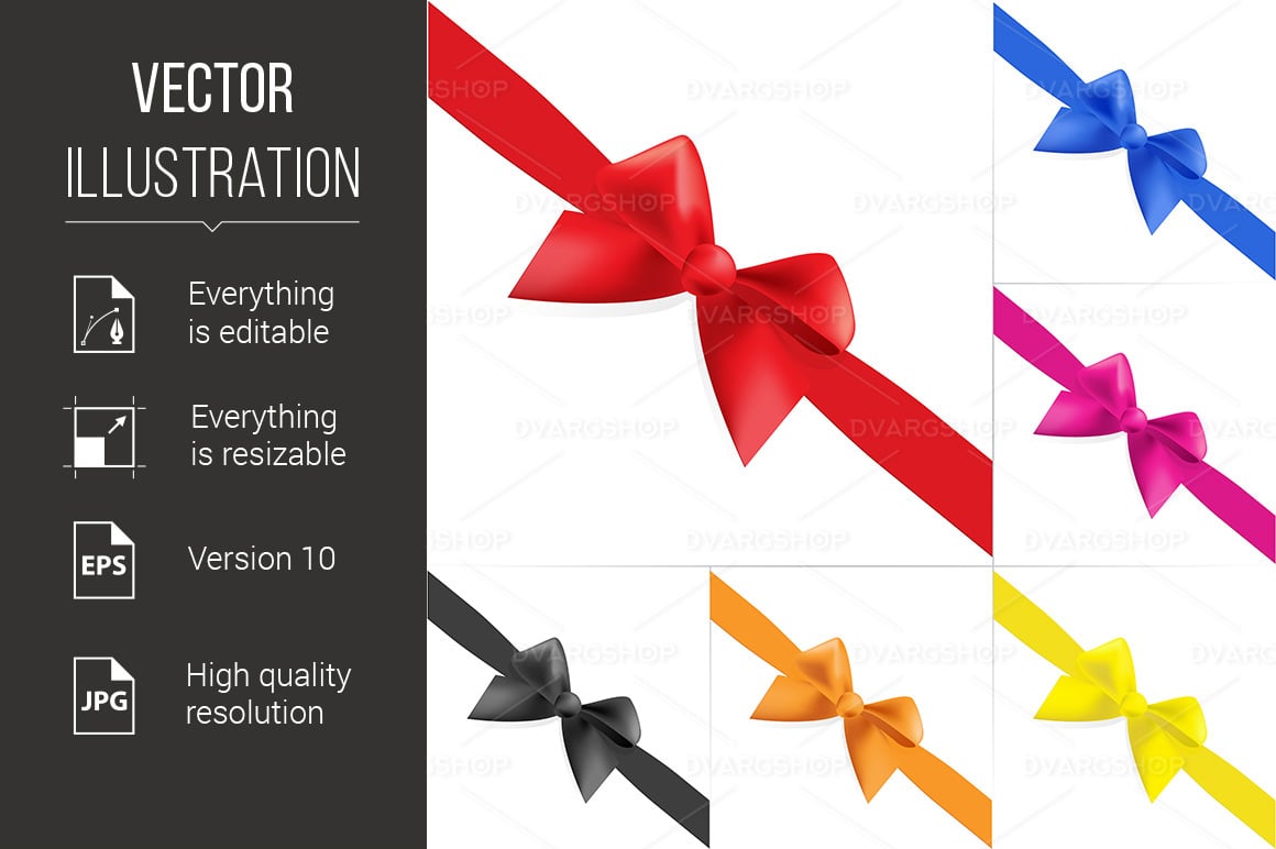 Set of Celebratory Bows #4 - Vector Image