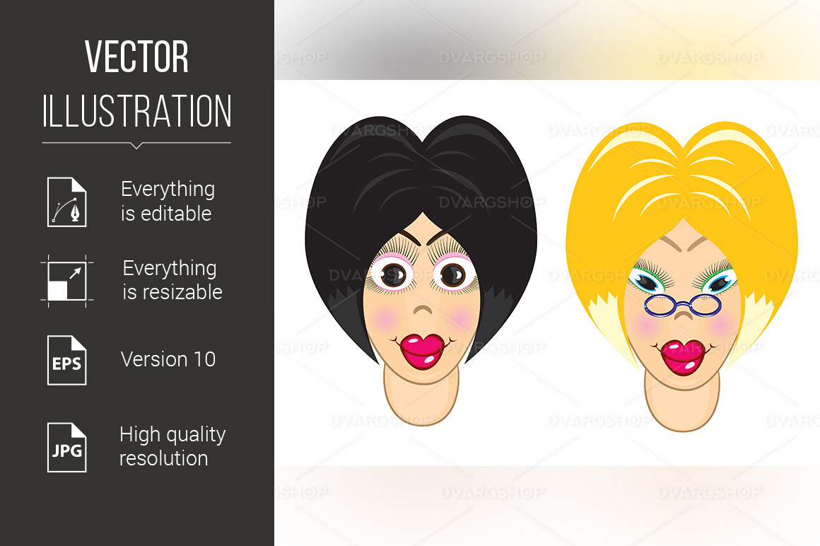 The Blonde and the Brunette - Vector Image