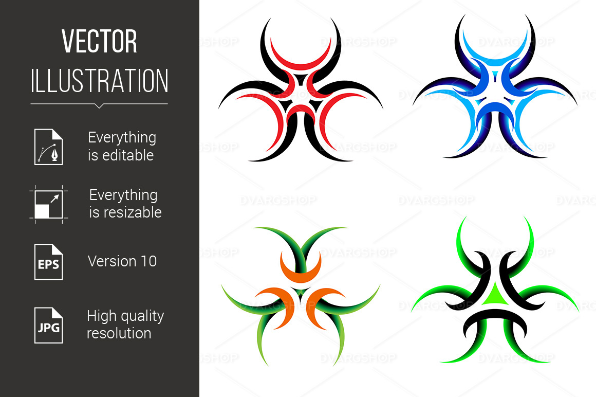 Set of Tattoos Symbol - Vector Image