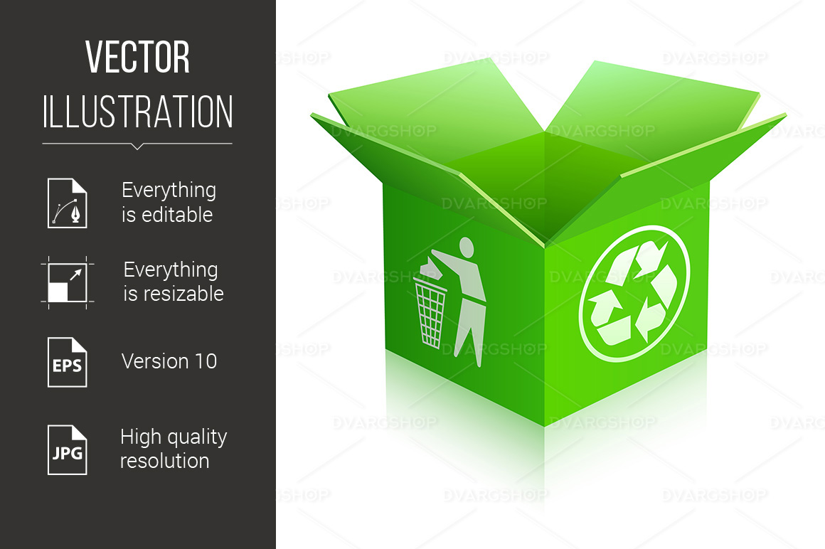 Open Recycle Empty Box - Vector Image