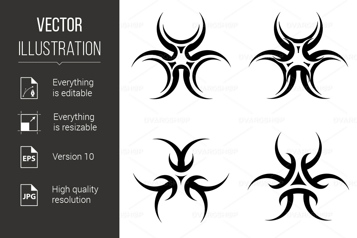 Set of Tattoos Symbol - Vector Image