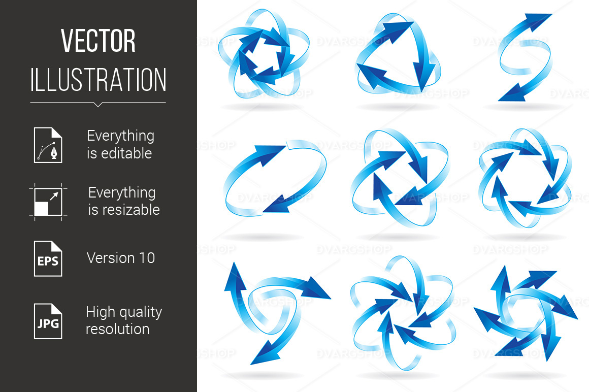 Set of Arrow Circles - Vector Image