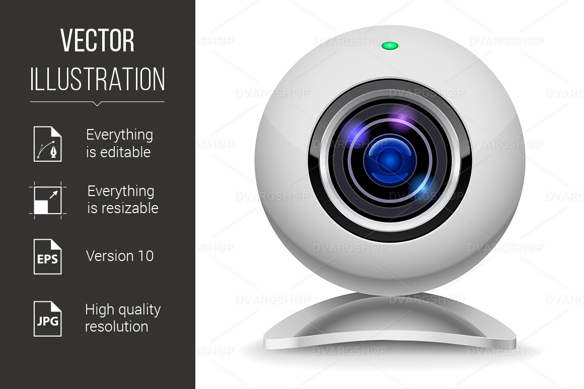 Realistic White Webcam - Vector Image