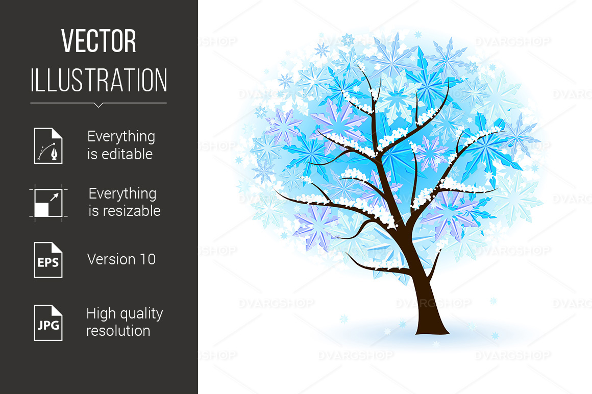 Stylized Winter Fruit Tree - Vector Image