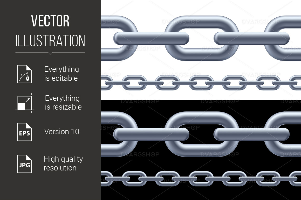 Realistic Gray Chain - Vector Image