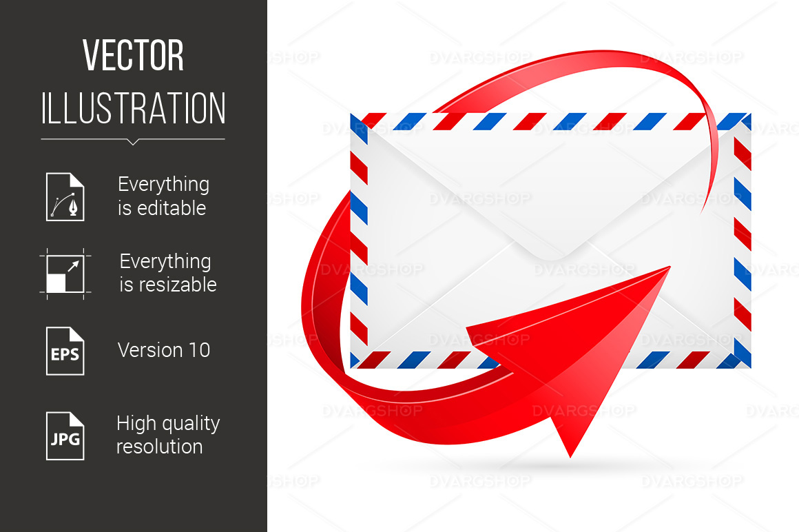 Envelope With Red Arrow Around - Vector Image