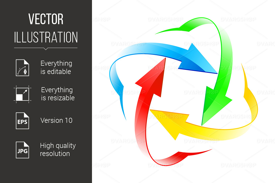 Set of Arrow Circles - Vector Image