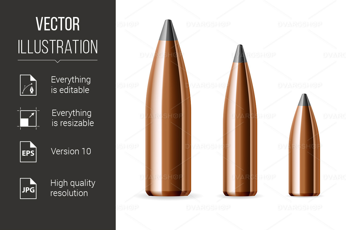 Set of Bullets - Vector Image