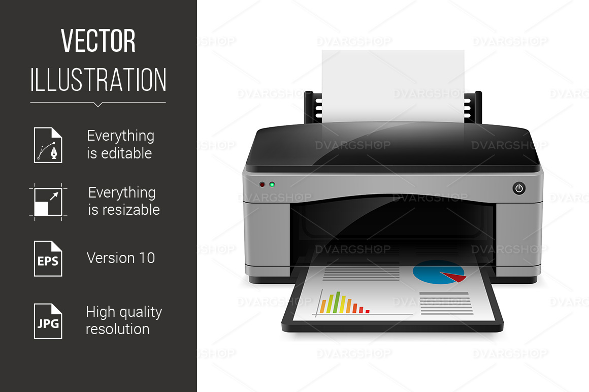 Realistic Printer - Vector Image