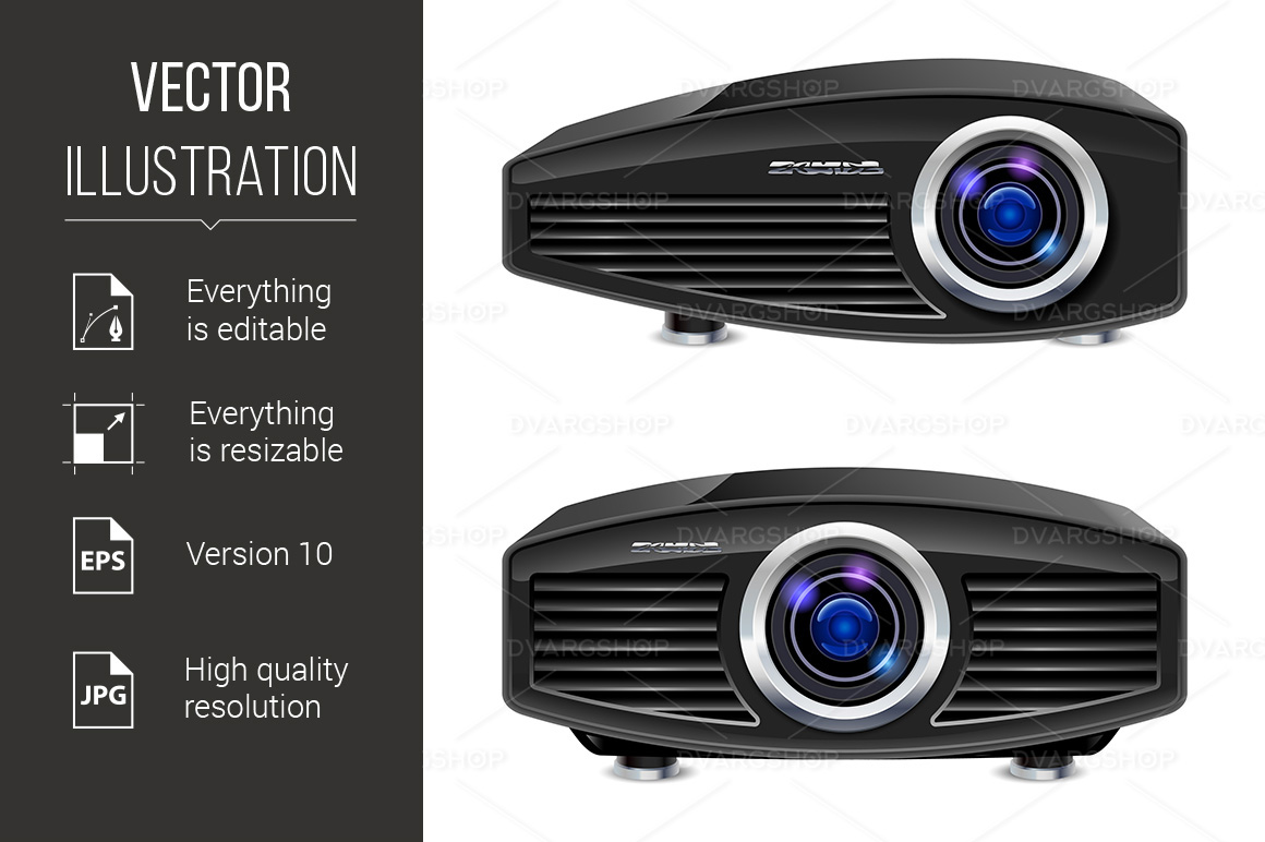 Realistic Multimedia Projector - Vector Image