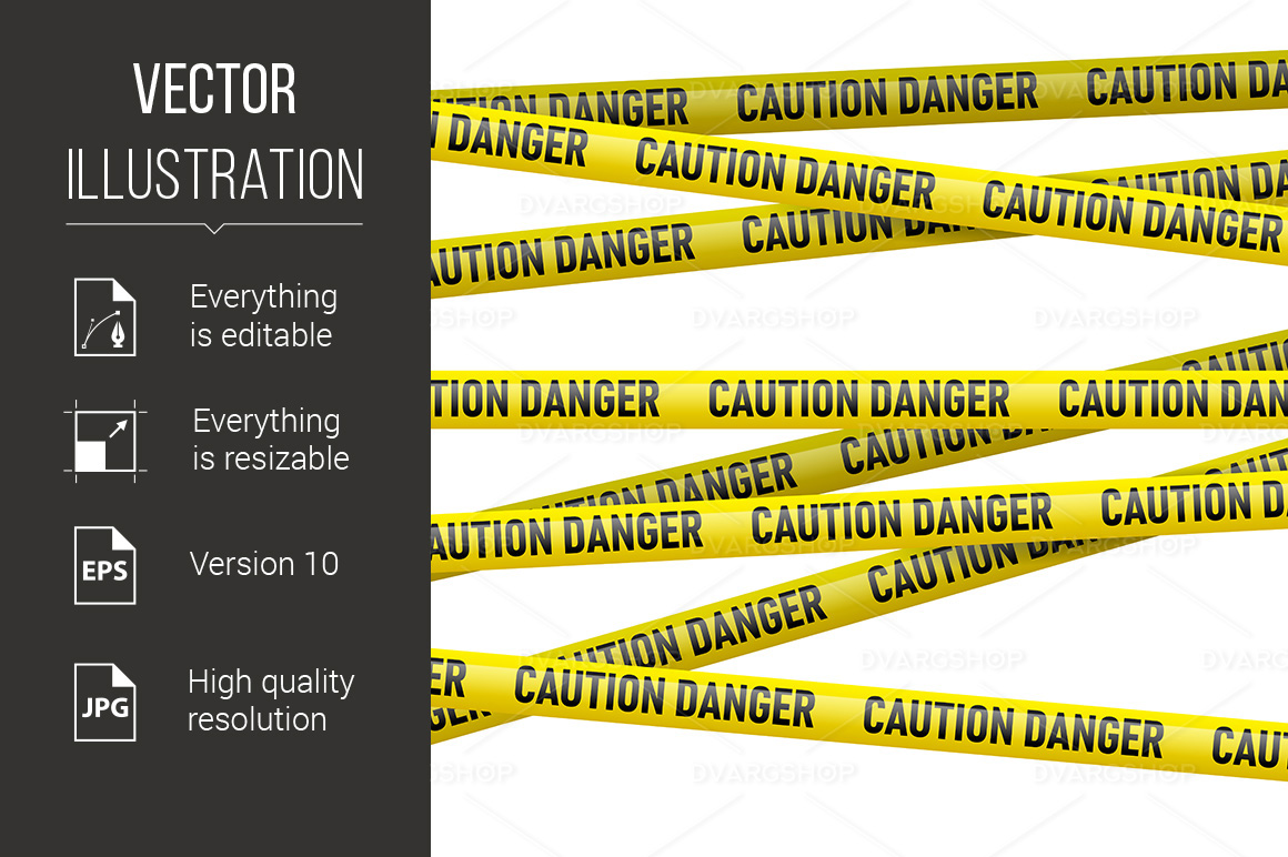 Caution and Danger Yellow Tape - Vector Image