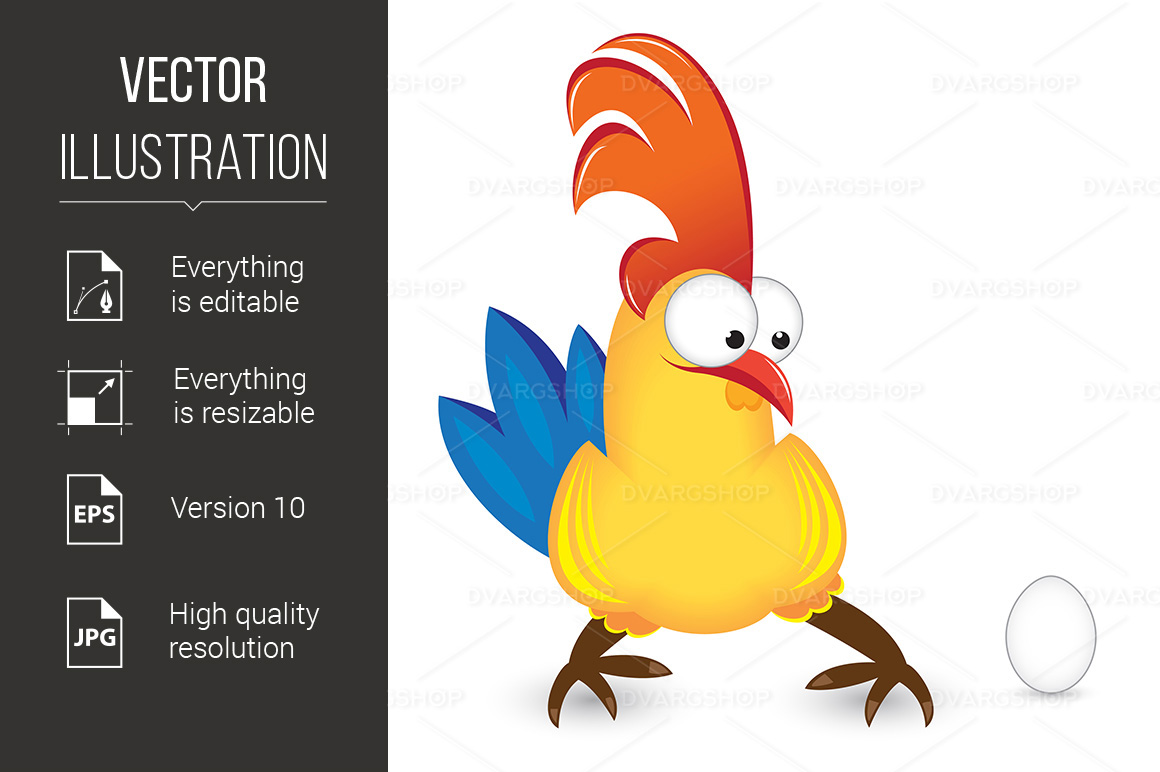 Cock With Egg - Vector Image
