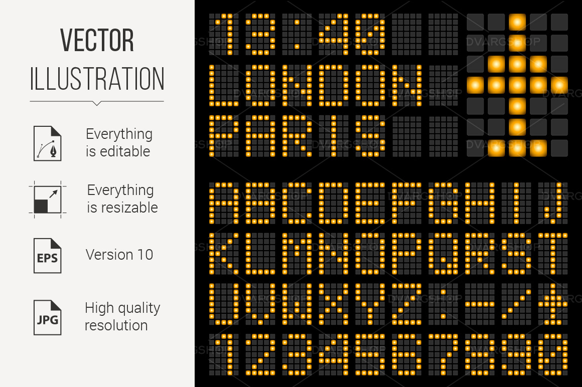 Set of Letters on a Mechanical Timetable - Vector Image