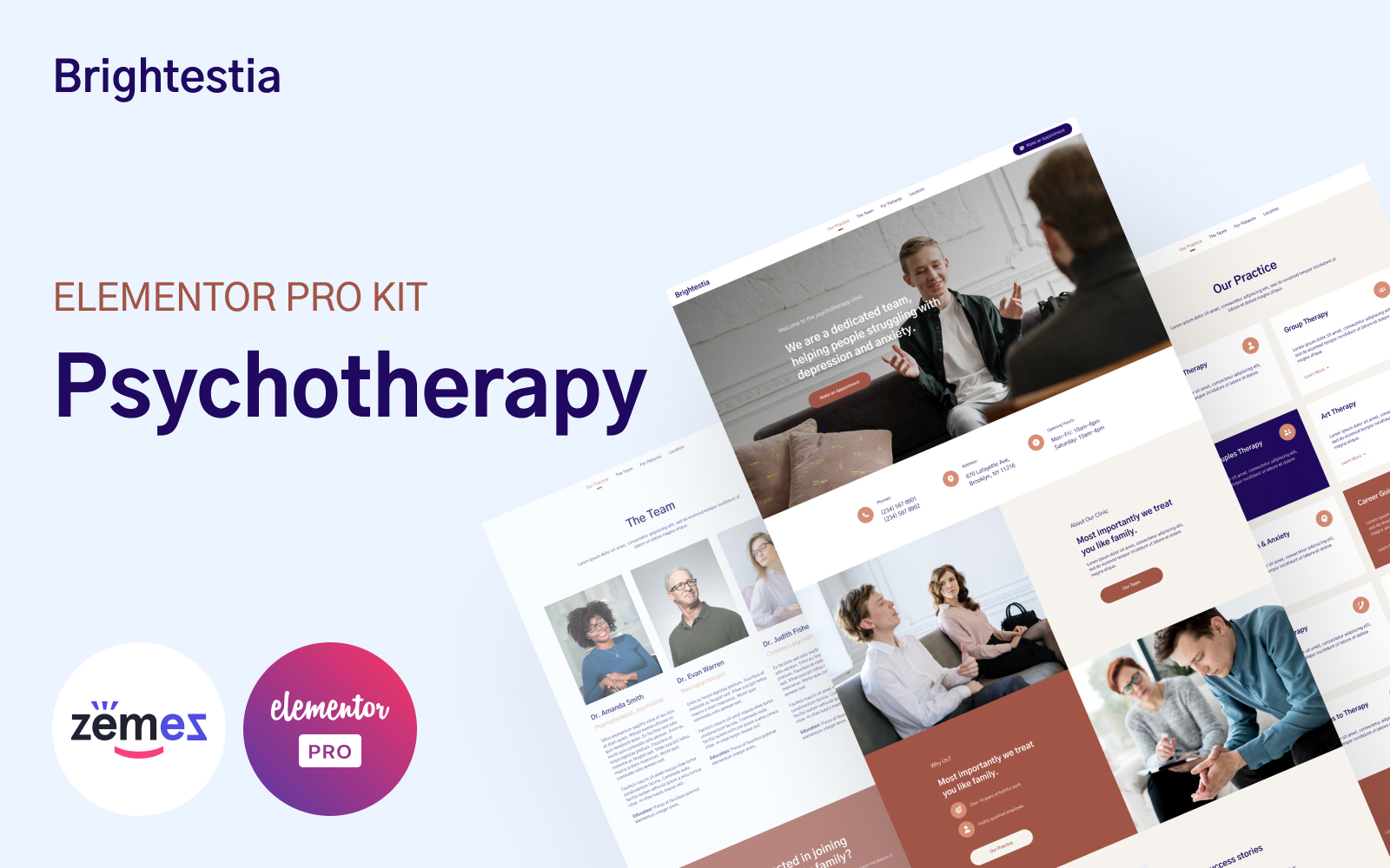 Brightestia - Psychotherapy Elementor Kit