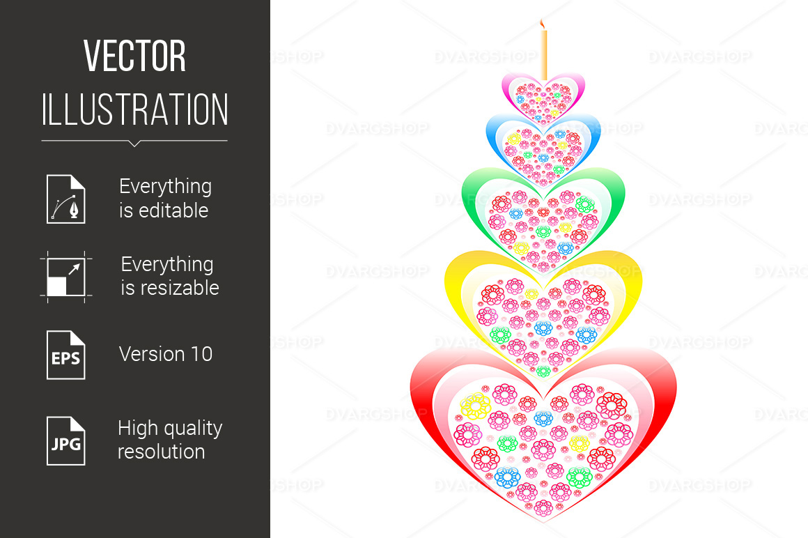 Flowers in the Form of a Hearts - Vector Image