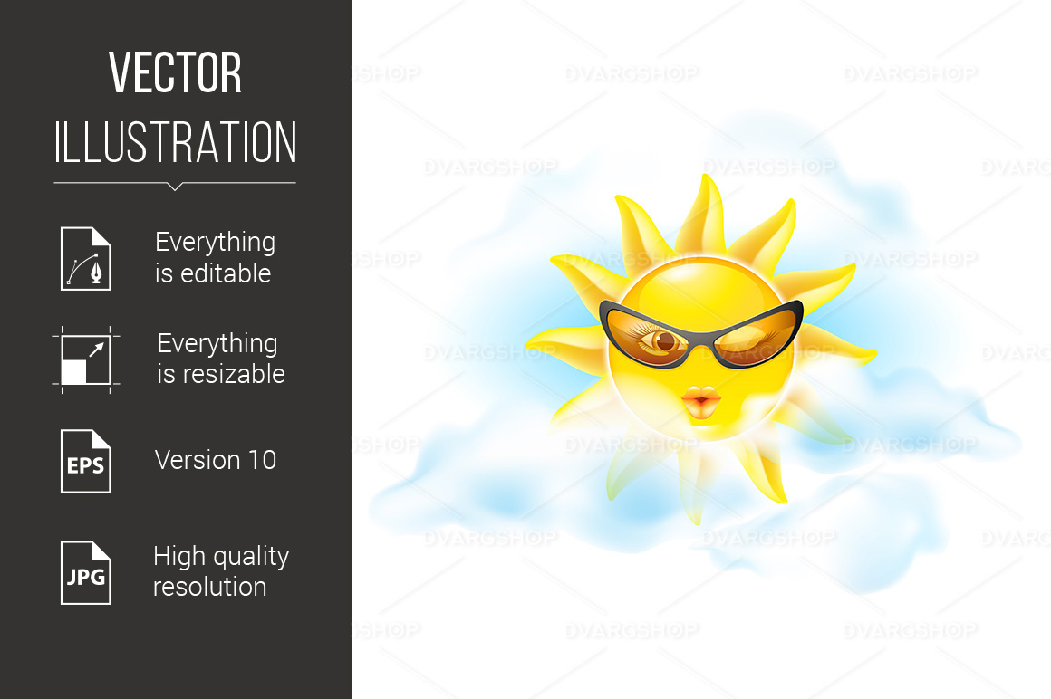 Cartoon Sun - Vector Image