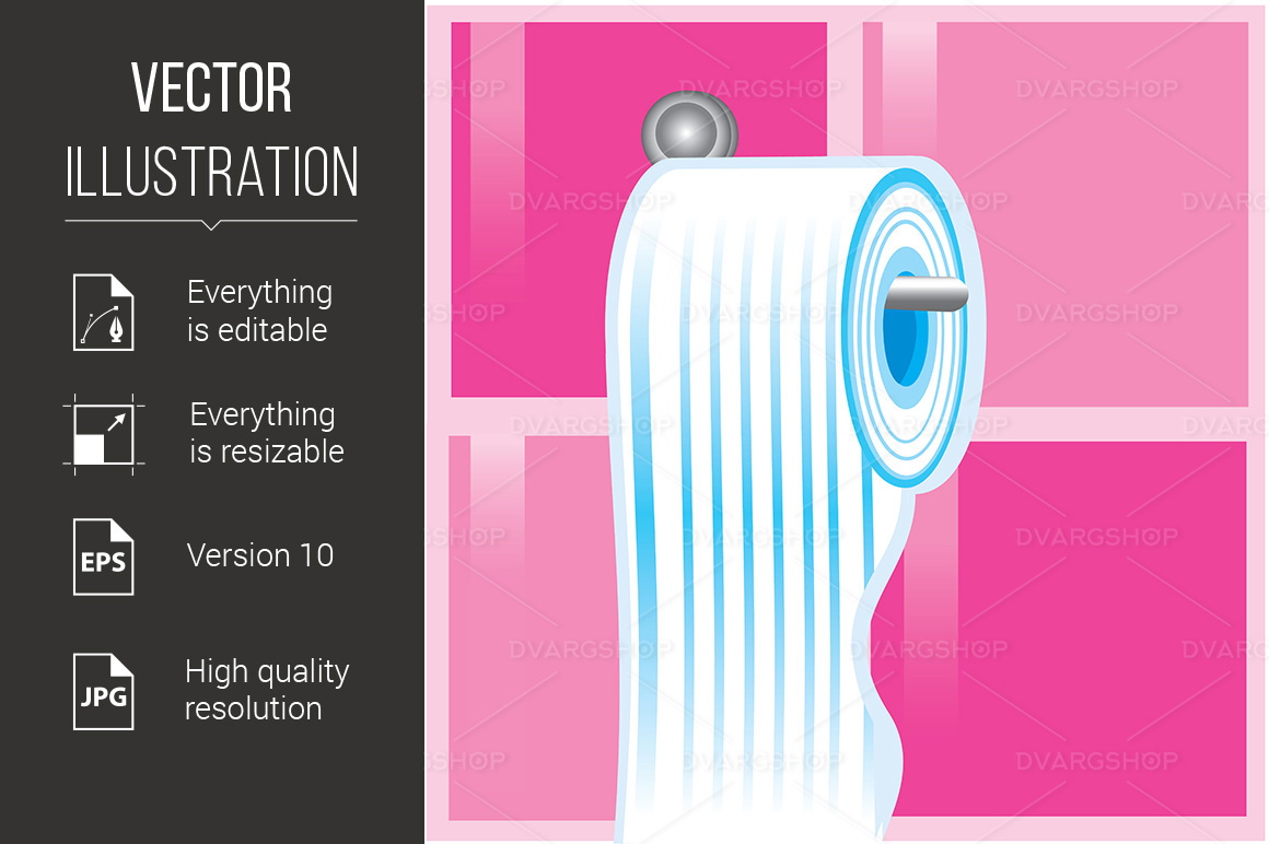 Blue Roll of Toilet Paper - Vector Image