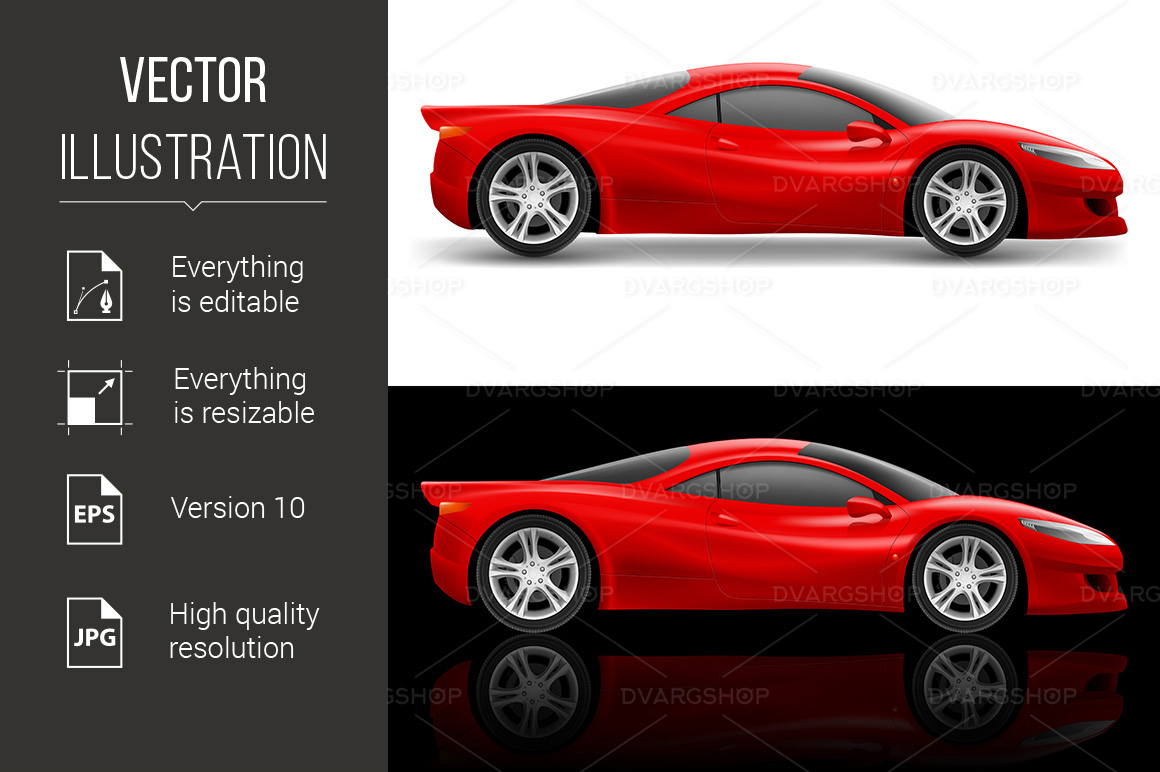 Red Sport Car Icon - Vector Image