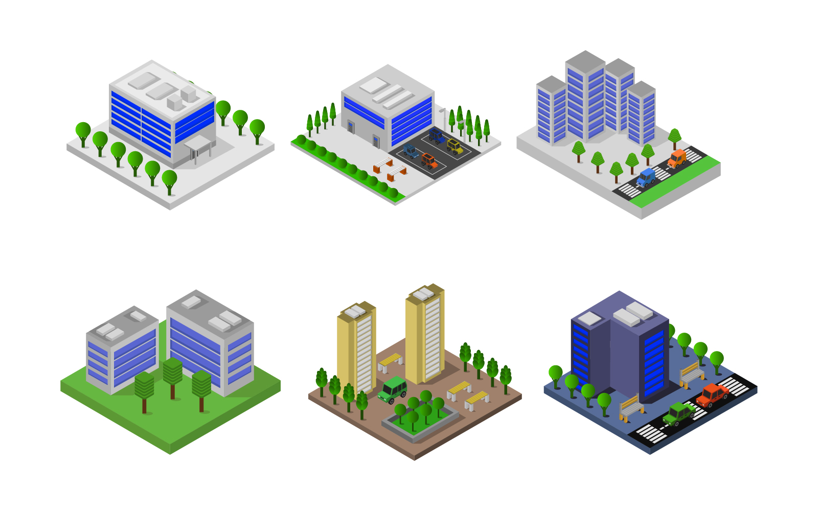 Isometric Building Set - Vector Image