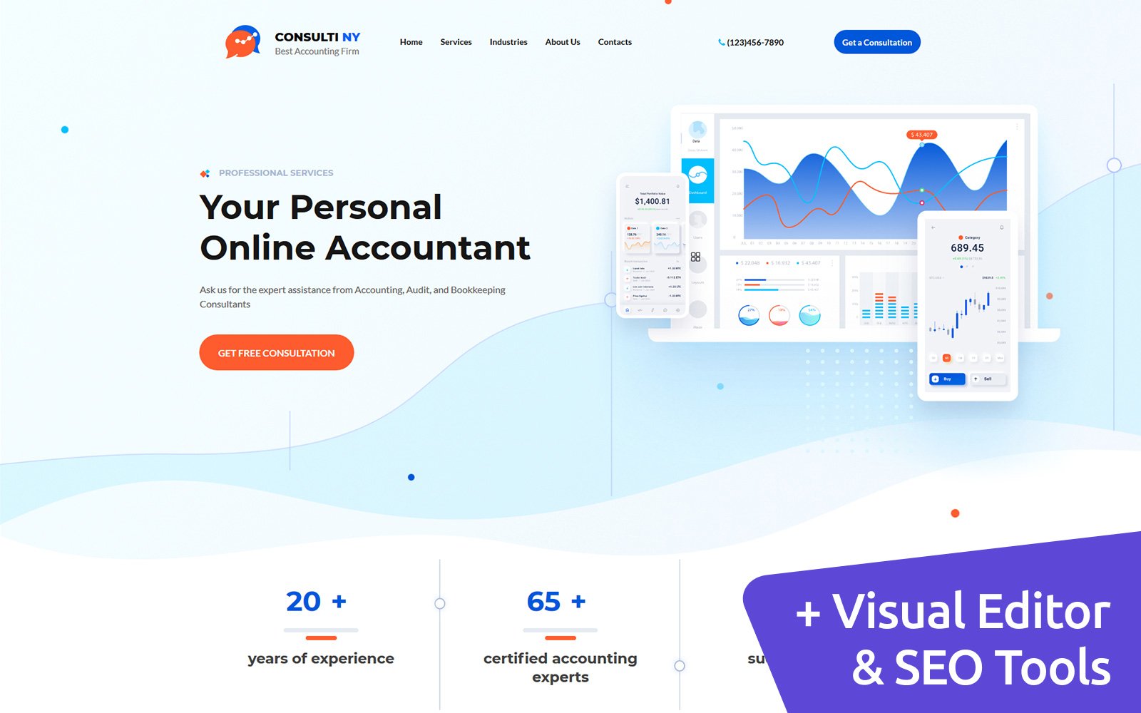 Consulti NY - Accounting Firm MotoCMS Landing Page Template